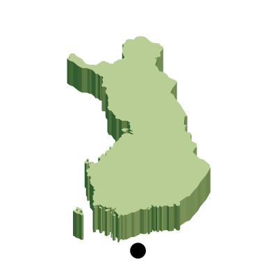 フィンランド共和国無料フリーイラスト｜首都・立体(緑)